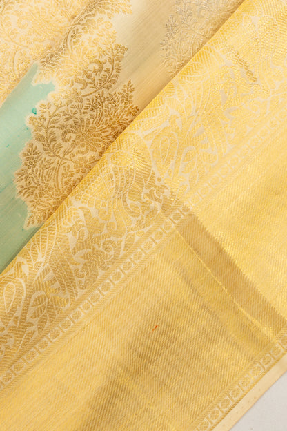 Kanchipuram Silk Jaal Cream Saree