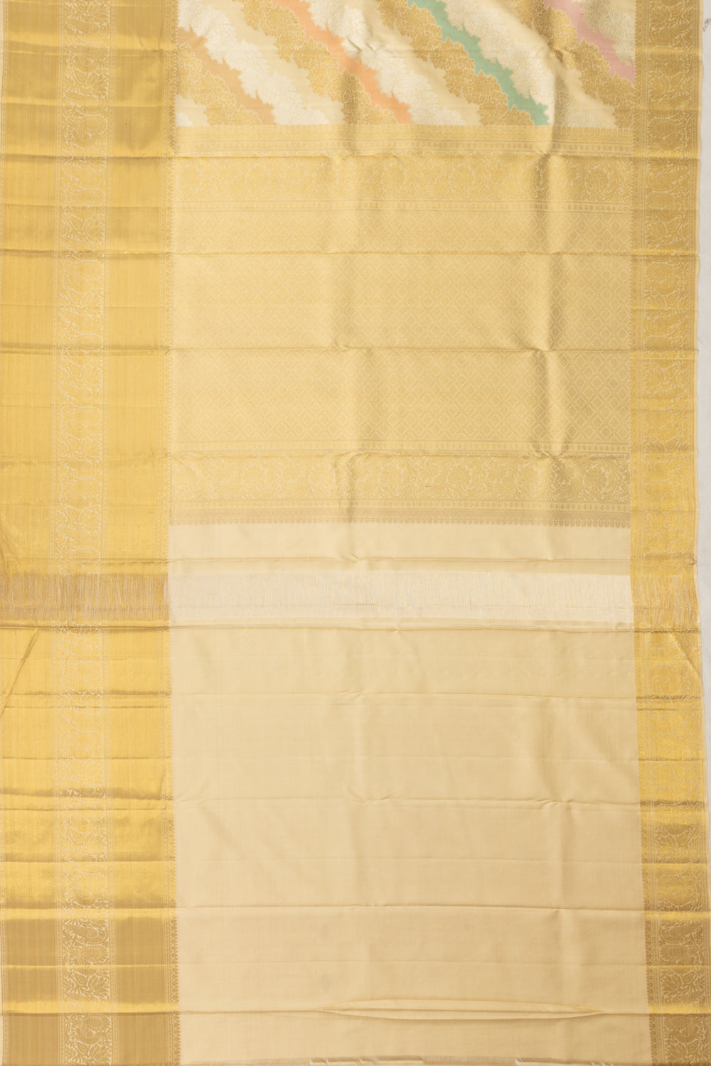 Kanchipuram Silk Jaal Cream Saree