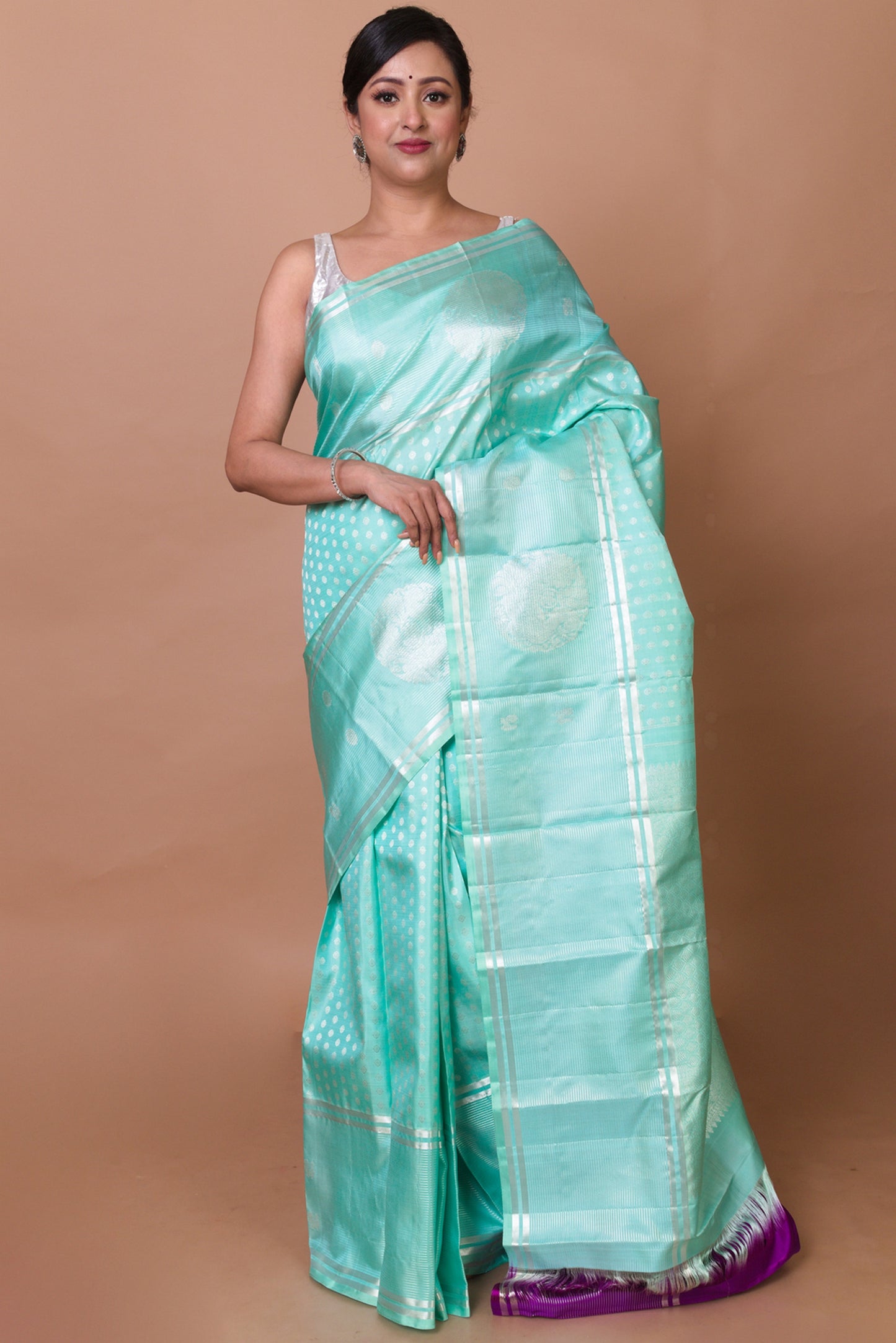 Kanchipuram Silk Brocade Sky Blue Saree