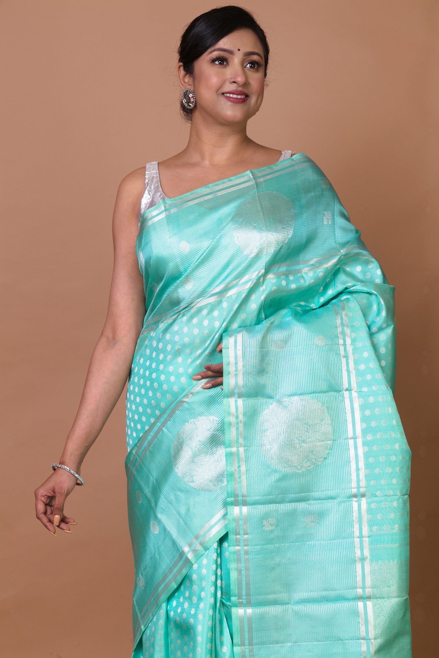 Kanchipuram Silk Brocade Sky Blue Saree