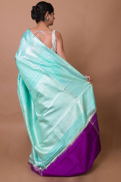 Kanchipuram Silk Brocade Sky Blue Saree