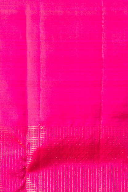 Kanchipuram Silk Checks And Butta Dark Green Saree