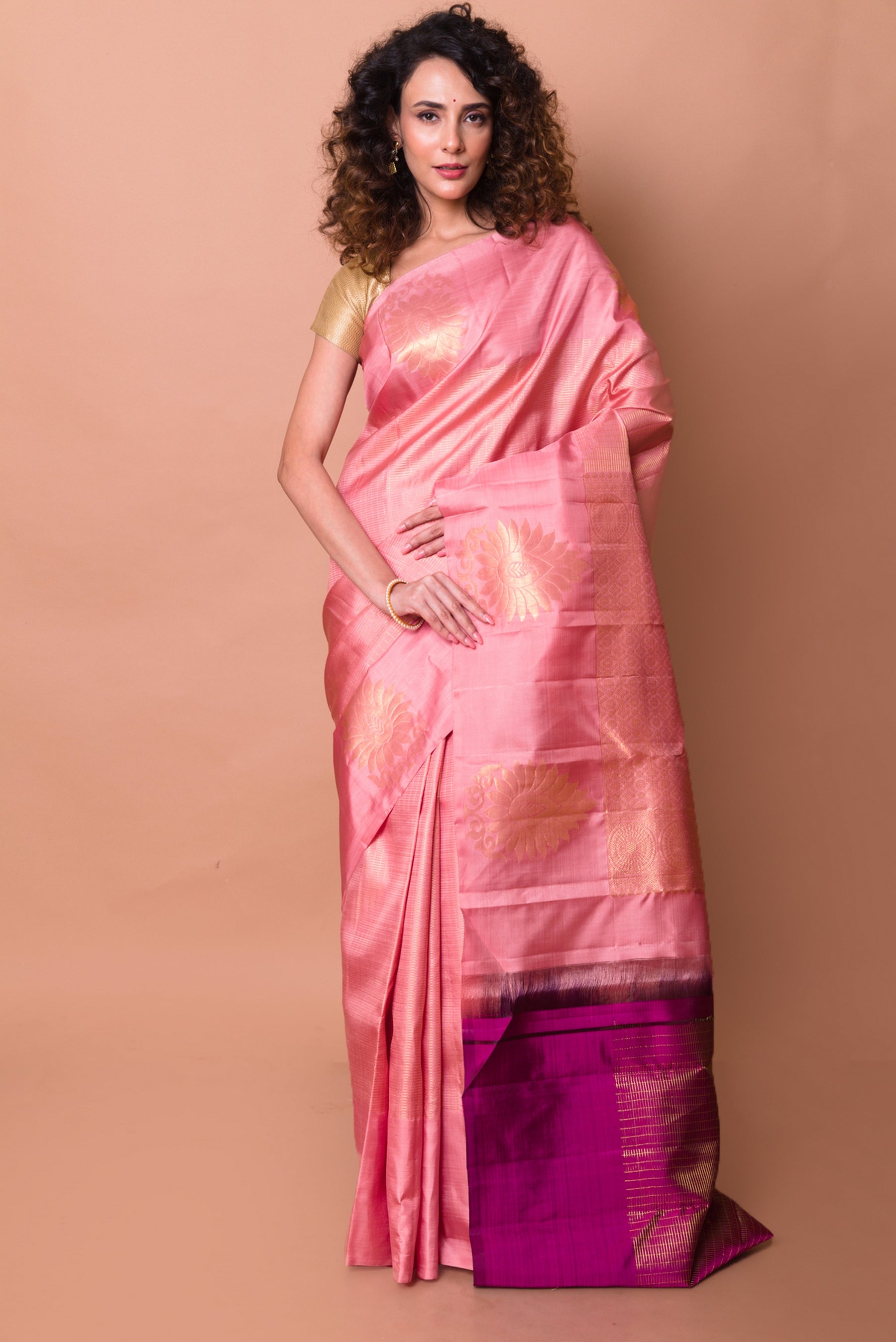 Kanchipuram Silk Butta Pink Saree