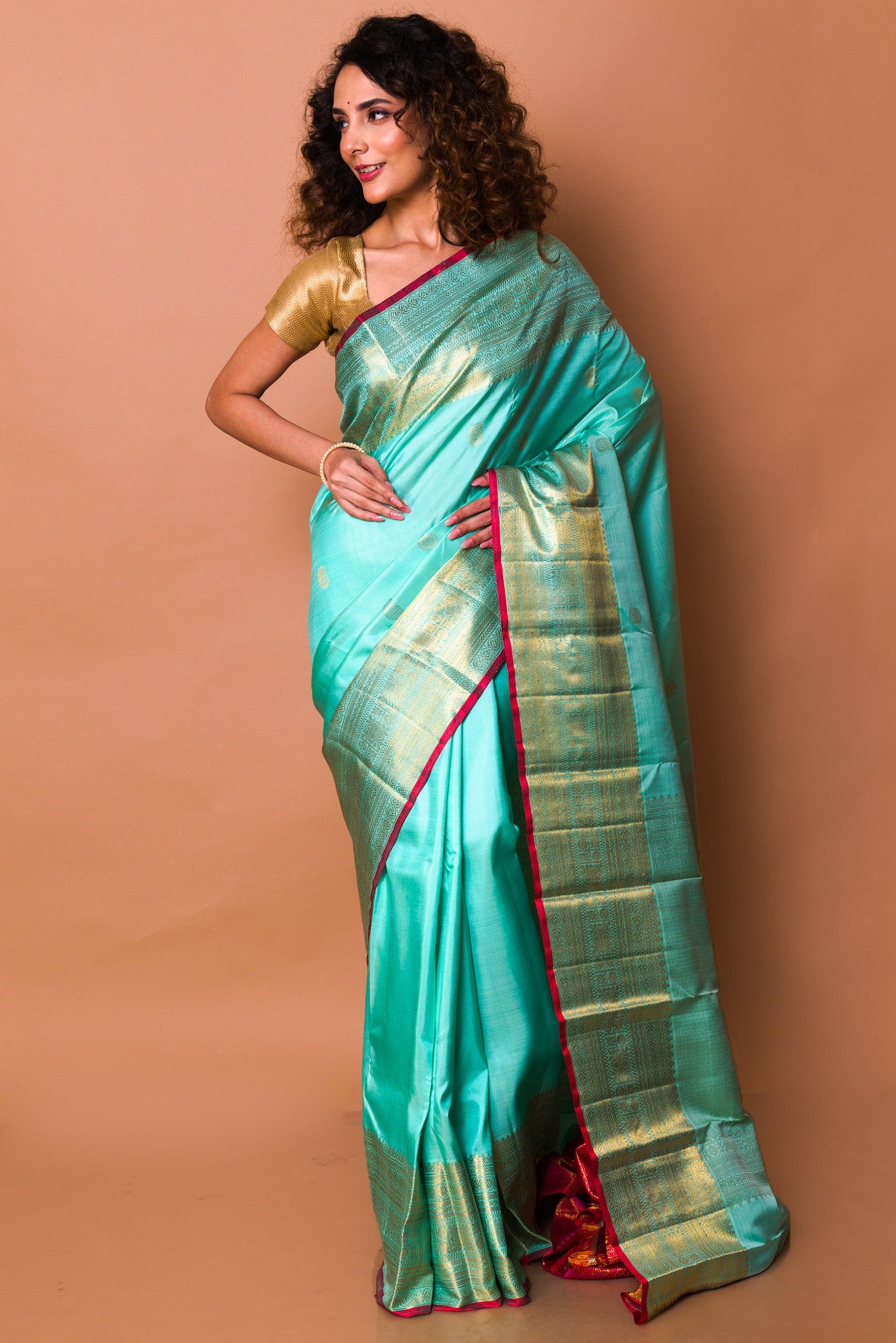 Kanchipuram Silk Butta Sky Blue Saree
