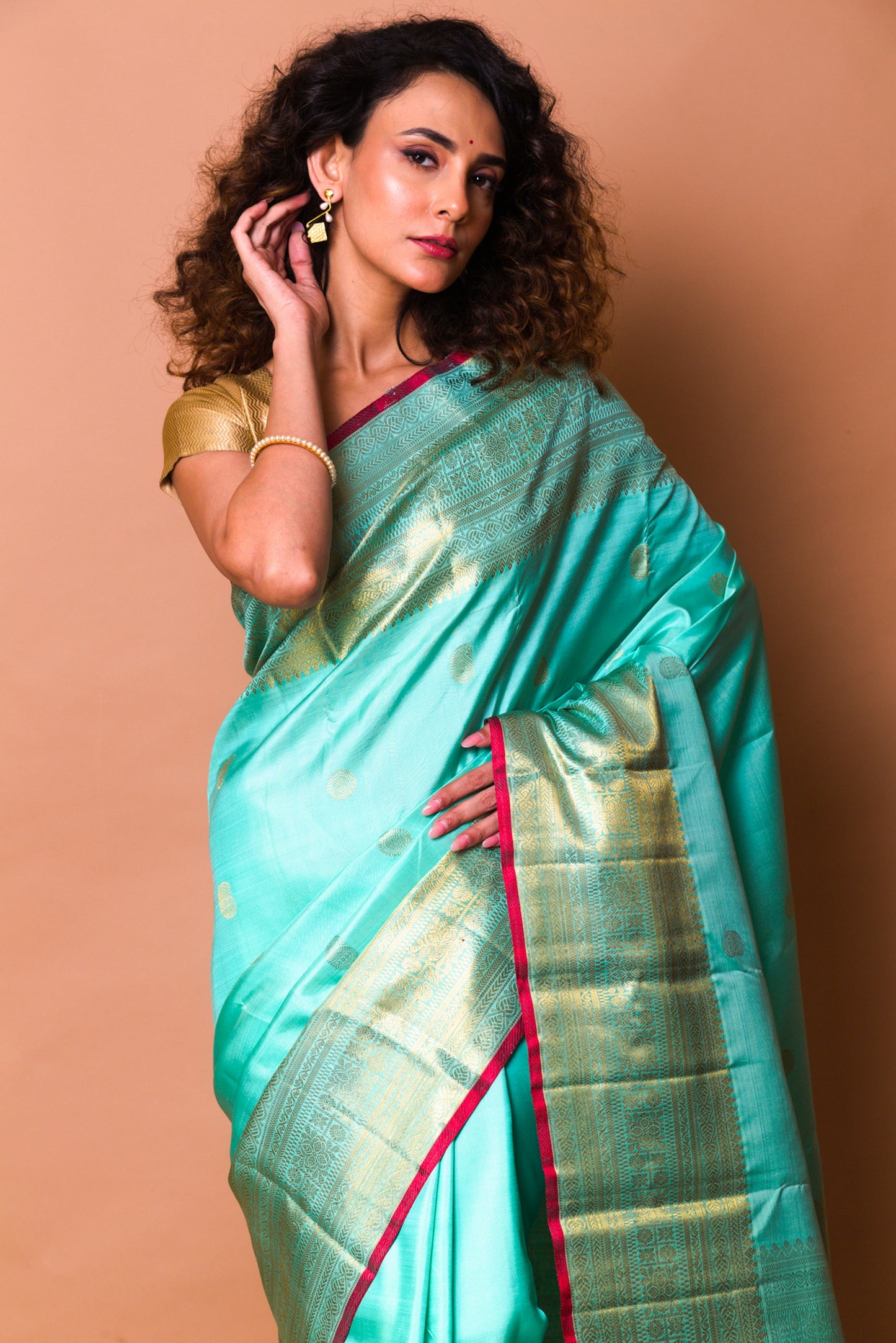 Kanchipuram Silk Butta Sky Blue Saree