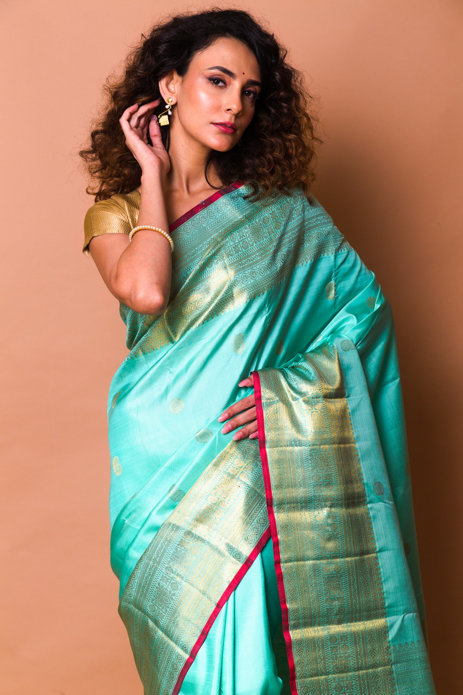 Kanchipuram Silk Butta Sky Blue Saree