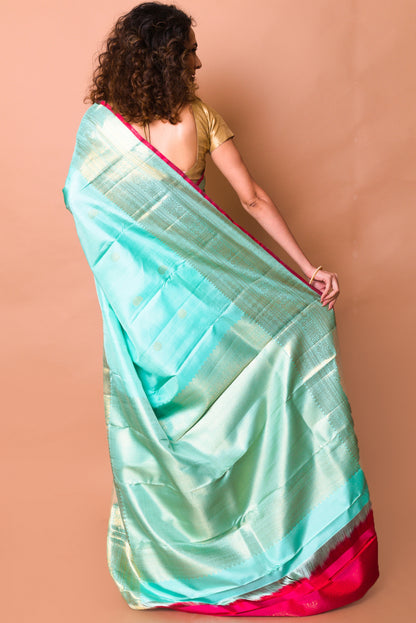 Kanchipuram Silk Butta Sky Blue Saree