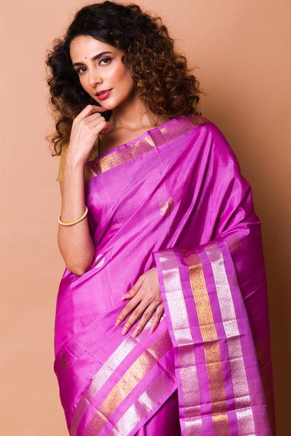 Kanchipuram Silk Butta Purple Saree