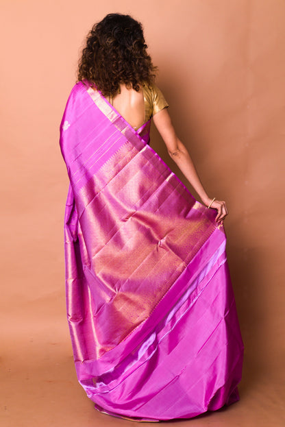 Kanchipuram Silk Butta Purple Saree