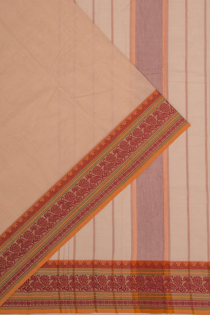 Chettinad Cotton Plain Cream Saree