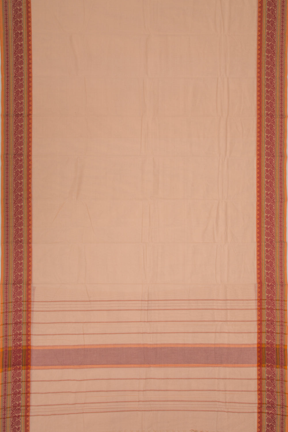 Chettinad Cotton Plain Cream Saree
