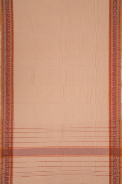Chettinad Cotton Plain Cream Saree