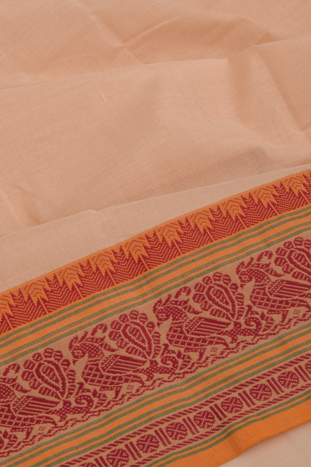 Chettinad Cotton Plain Cream Saree