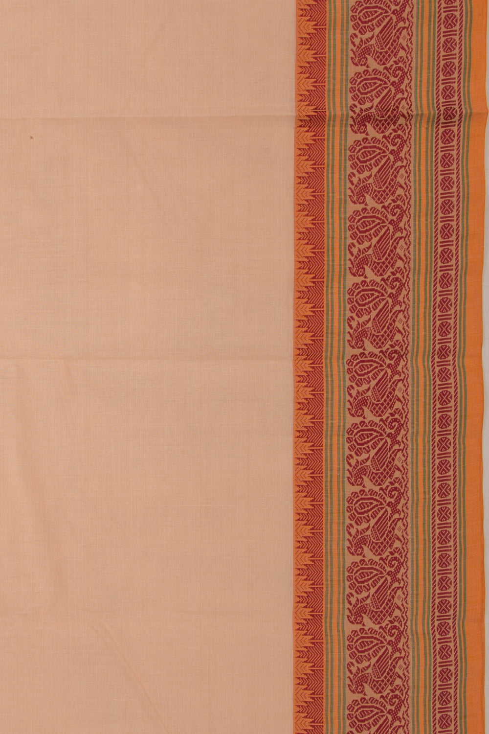 Chettinad Cotton Plain Cream Saree