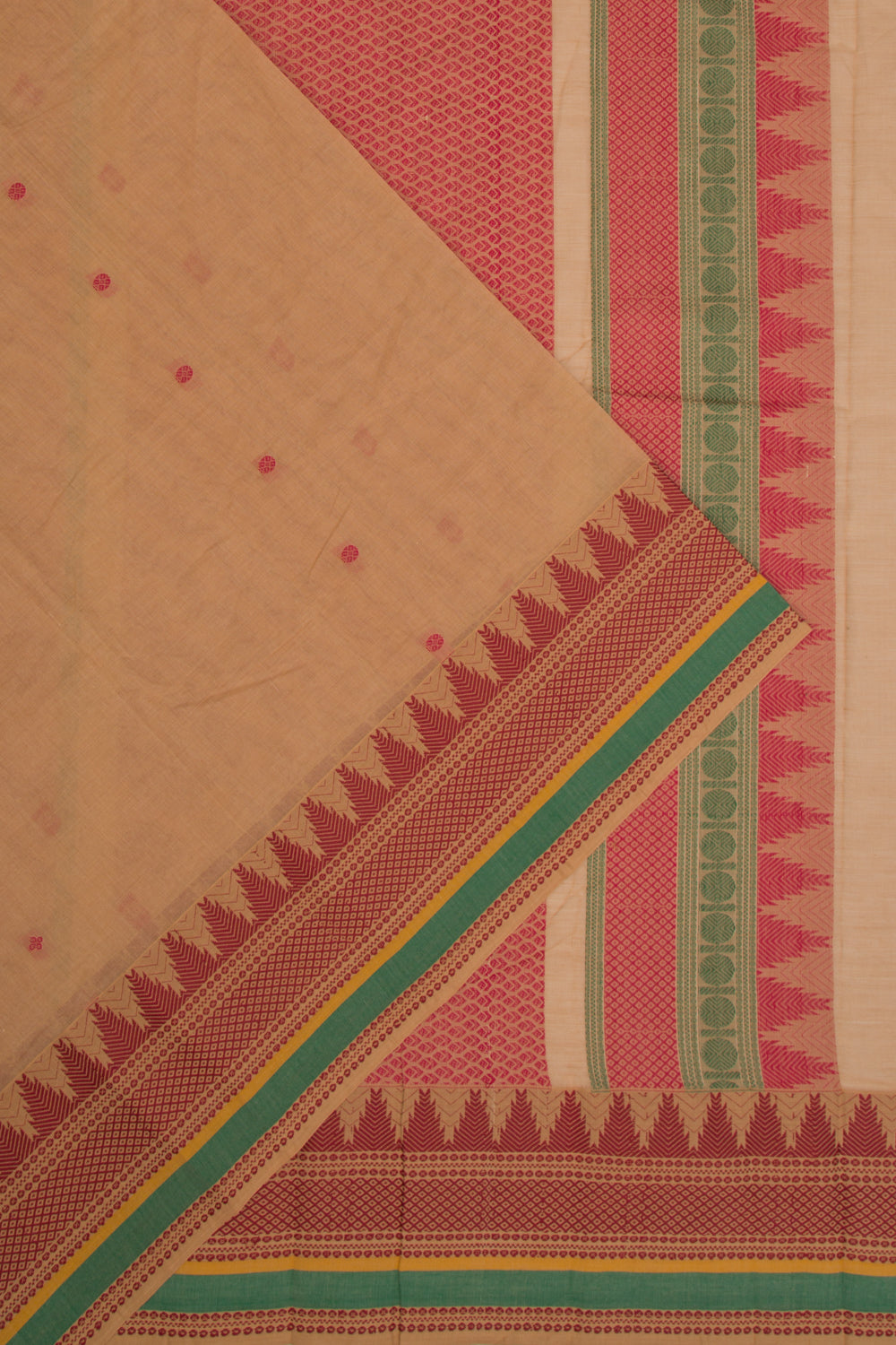 Chettinad Cotton Butta Beige Saree