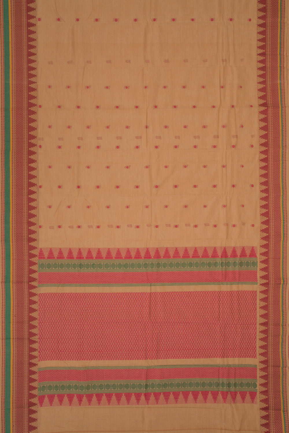 Chettinad Cotton Butta Beige Saree