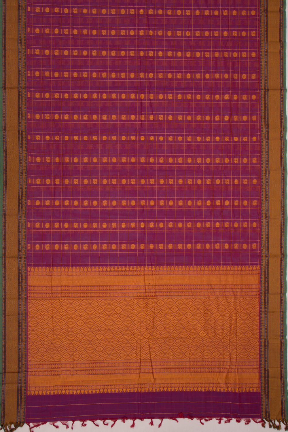 Chettinad Cotton Checks And Butta Purple Saree