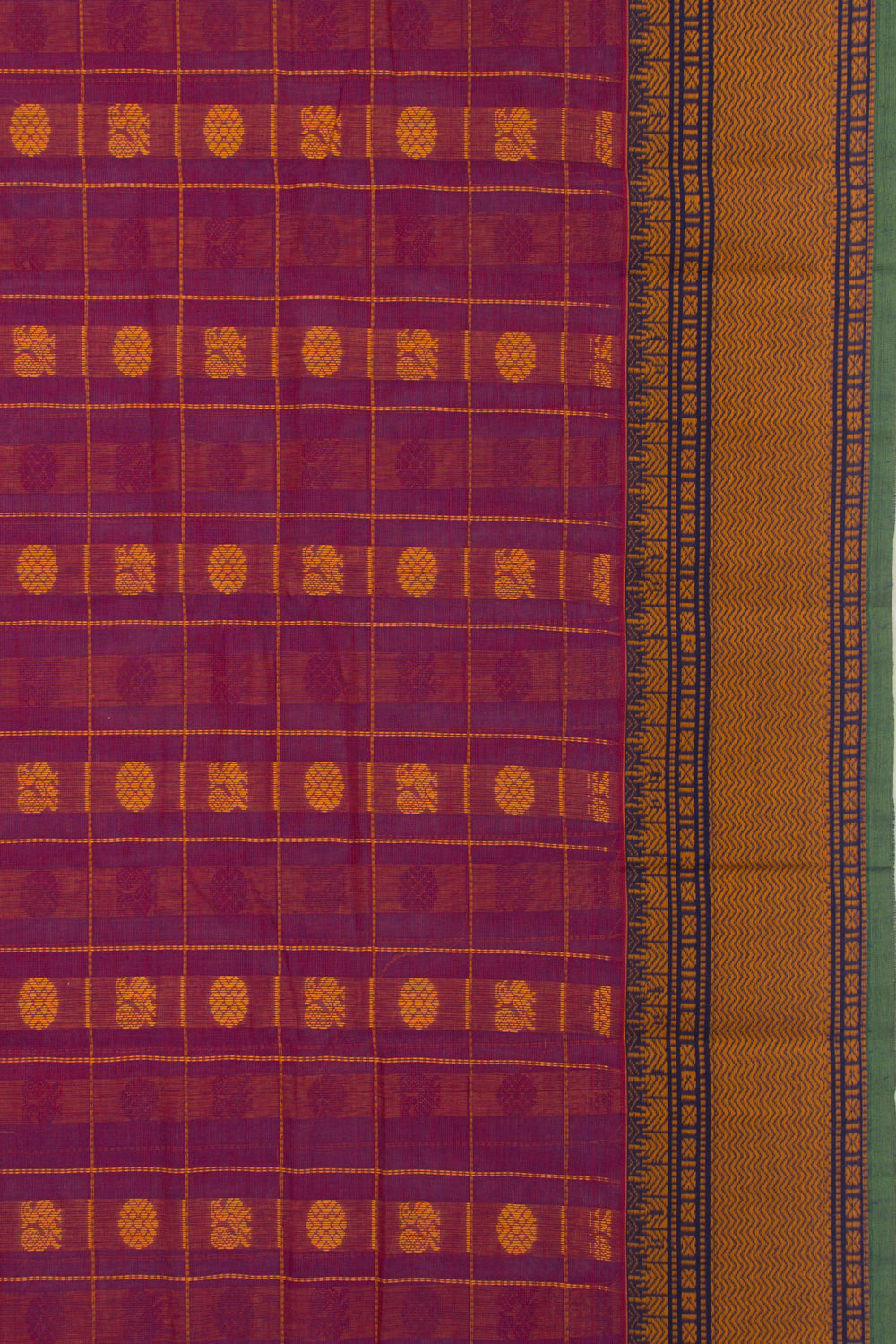 Chettinad Cotton Checks And Butta Purple Saree