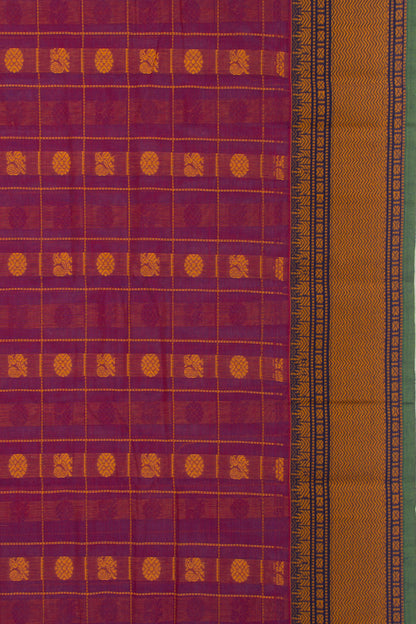 Chettinad Cotton Checks And Butta Purple Saree