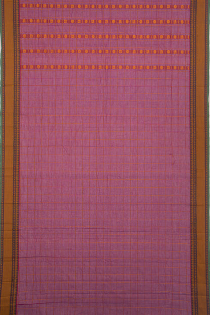 Chettinad Cotton Checks And Butta Purple Saree