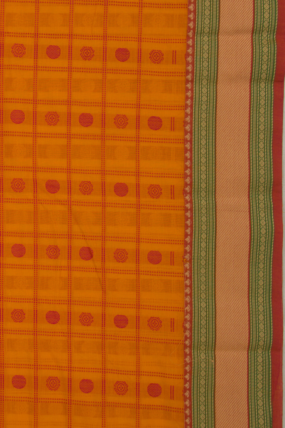Chettinad Cotton Checks And Butta Mustard Yellow Saree