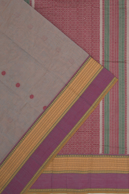 Chettinad Cotton Butta Elephant Grey Saree