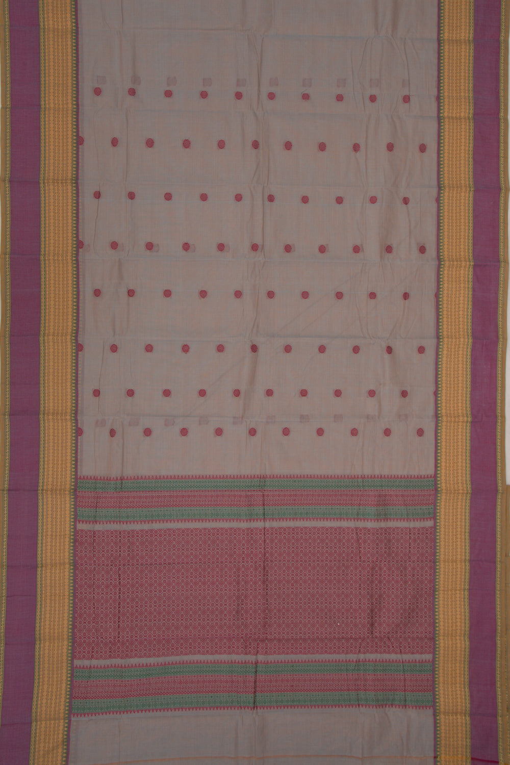 Chettinad Cotton Butta Elephant Grey Saree