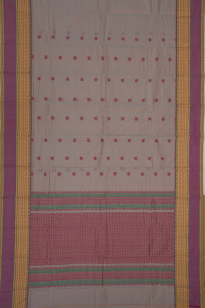 Chettinad Cotton Butta Elephant Grey Saree