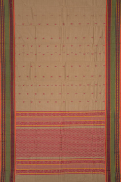 Chettinad Cotton Butta Khaki Brown Saree