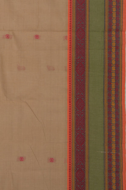 Chettinad Cotton Butta Khaki Brown Saree