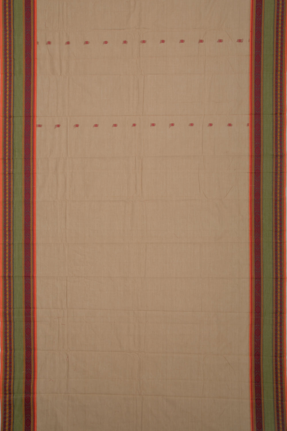 Chettinad Cotton Butta Khaki Brown Saree