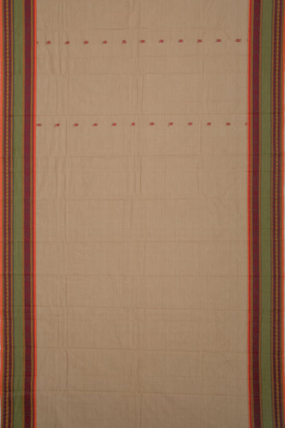 Chettinad Cotton Butta Khaki Brown Saree