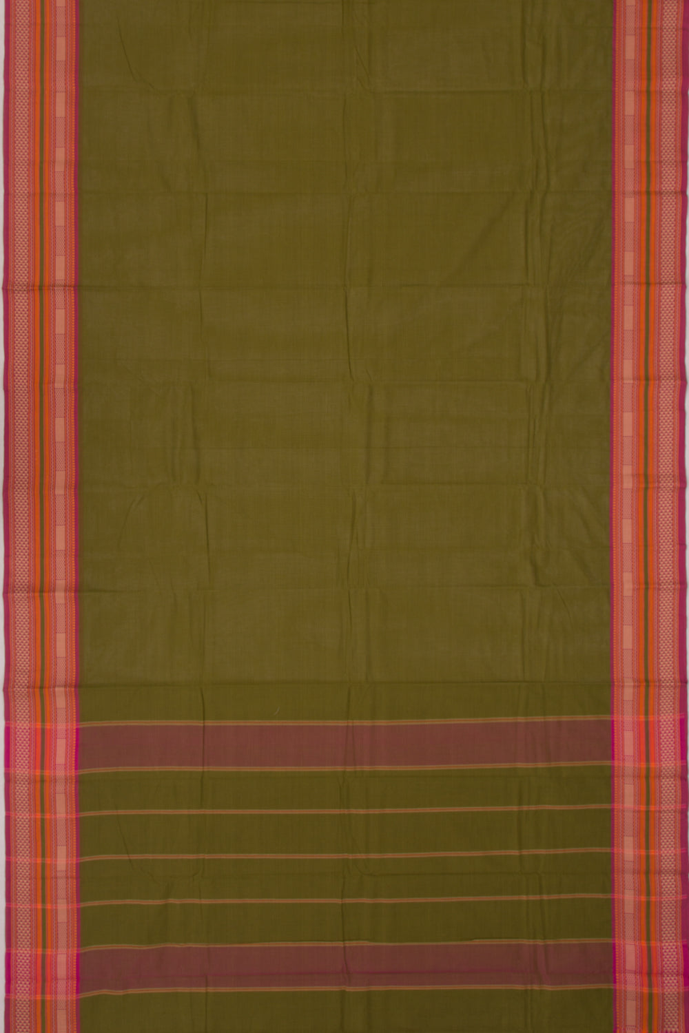 Chettinad Cotton Plain Mehendi Green Saree