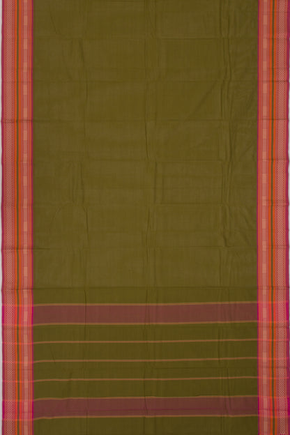 Chettinad Cotton Plain Mehendi Green Saree