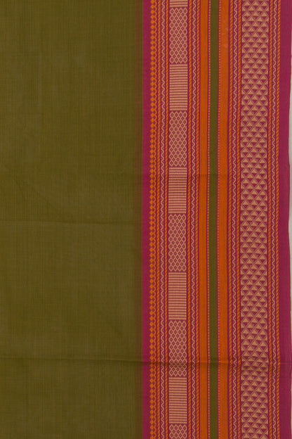 Chettinad Cotton Plain Mehendi Green Saree