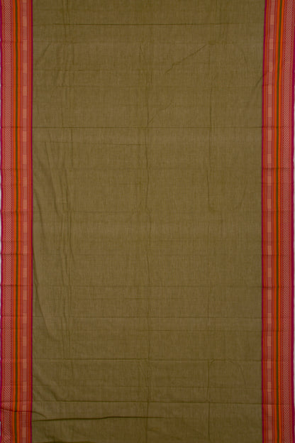 Chettinad Cotton Plain Mehendi Green Saree