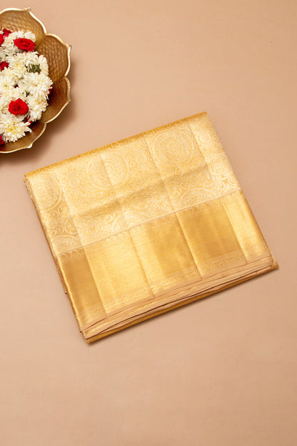 Kanchipuram Silk Tissue Brocade Gold Saree
