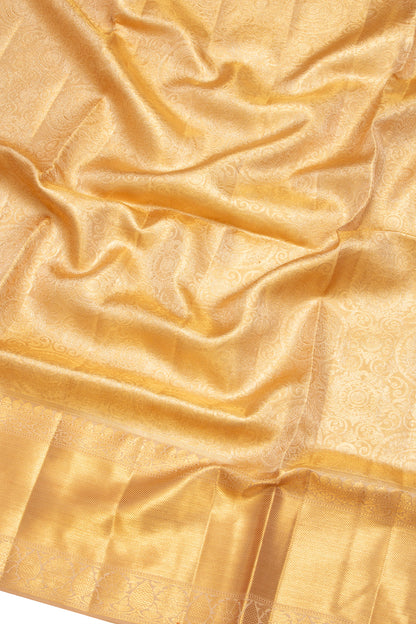 Kanchipuram Silk Tissue Brocade Gold Saree