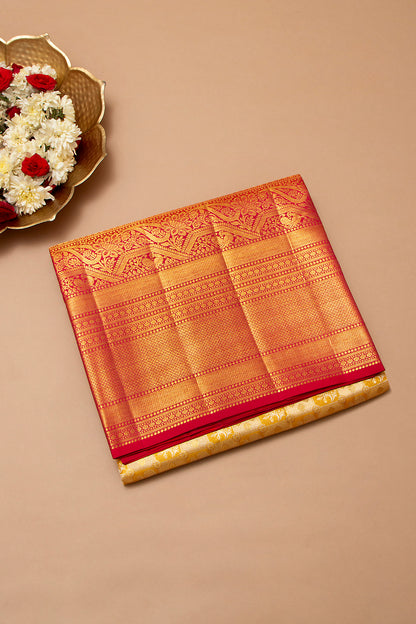 Kanchipuram Silk Tissue Brocade Gold Saree