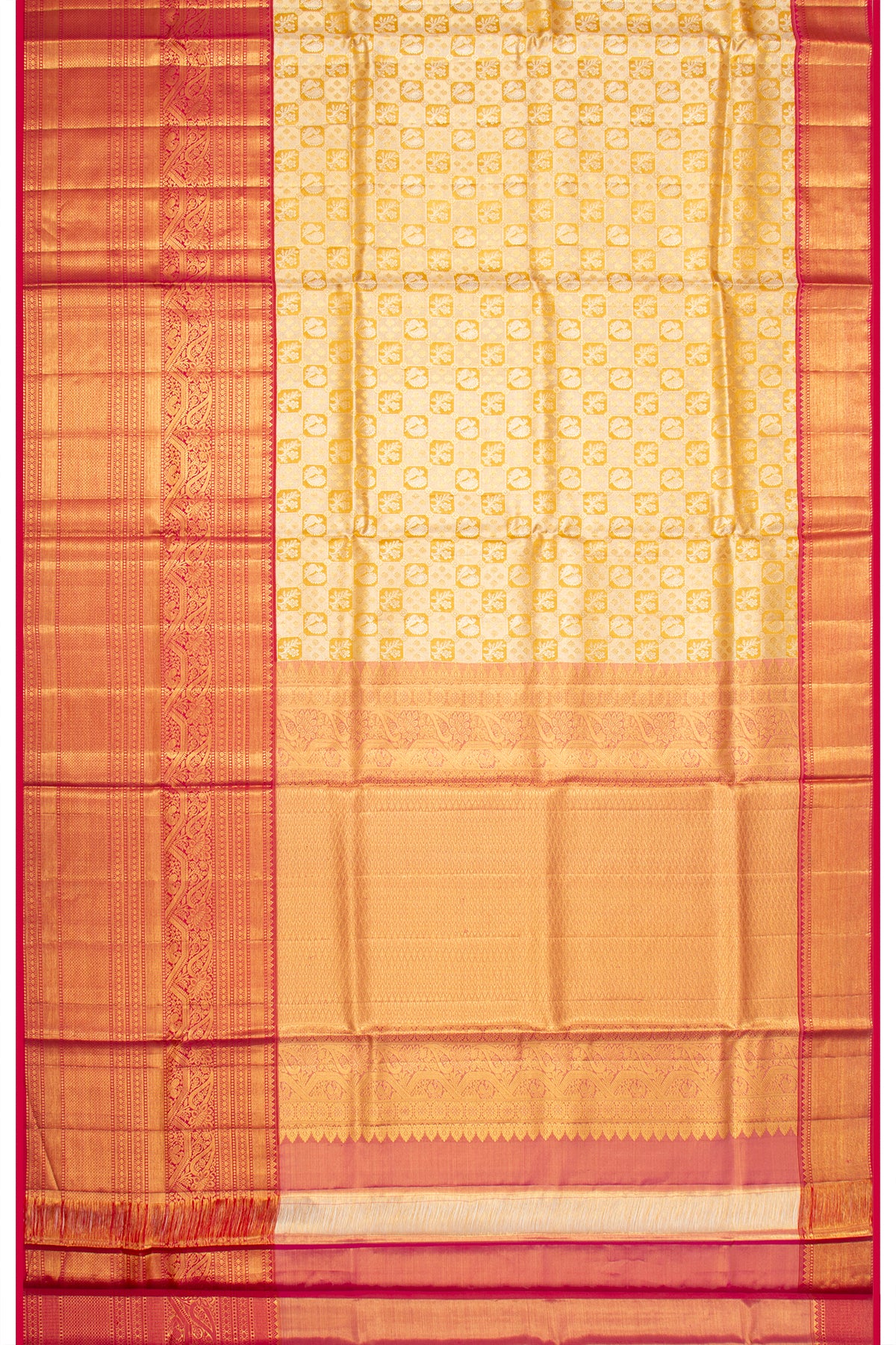 Kanchipuram Silk Tissue Brocade Gold Saree