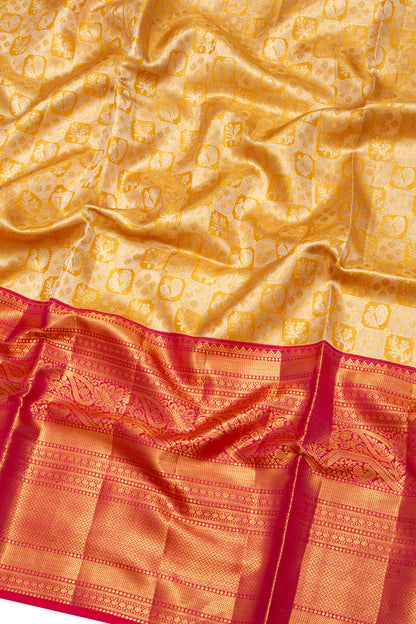 Kanchipuram Silk Tissue Brocade Gold Saree
