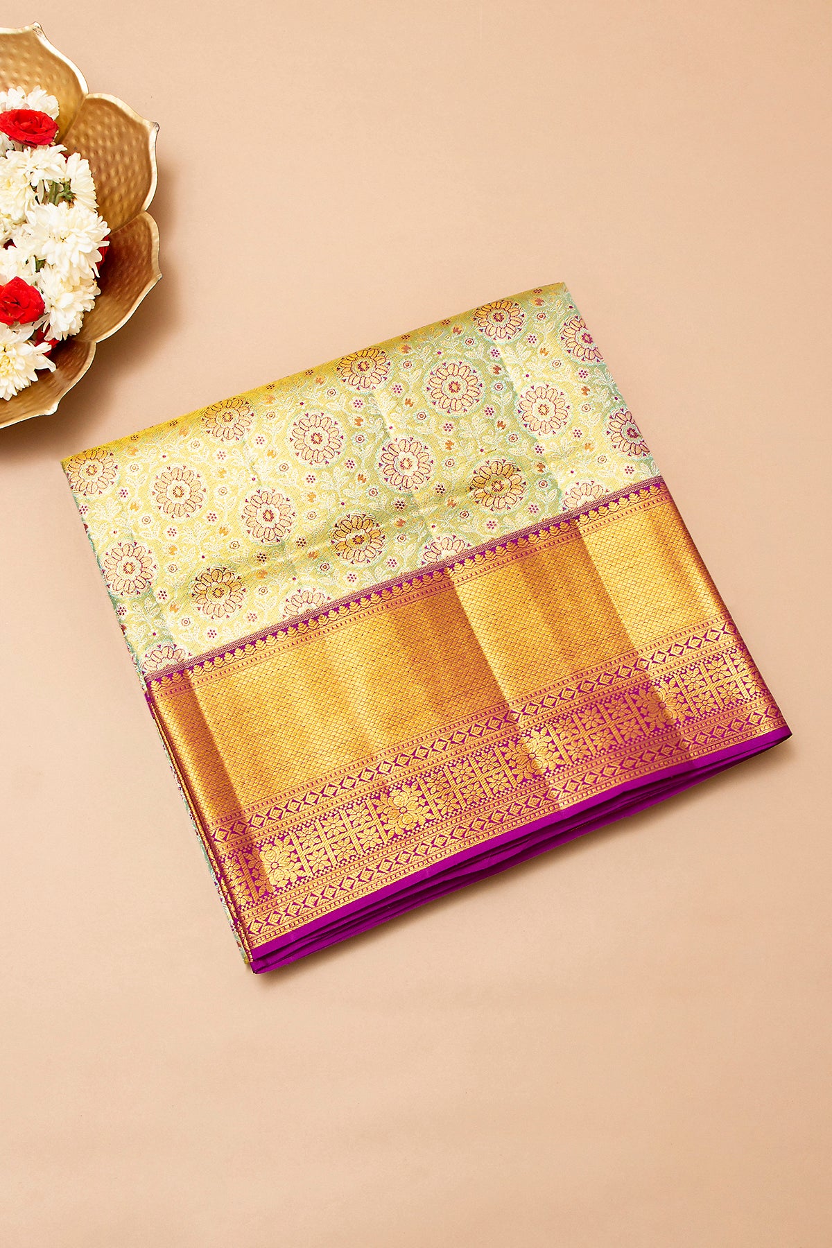 Kanchipuram Silk Tissue Brocade Blue Saree