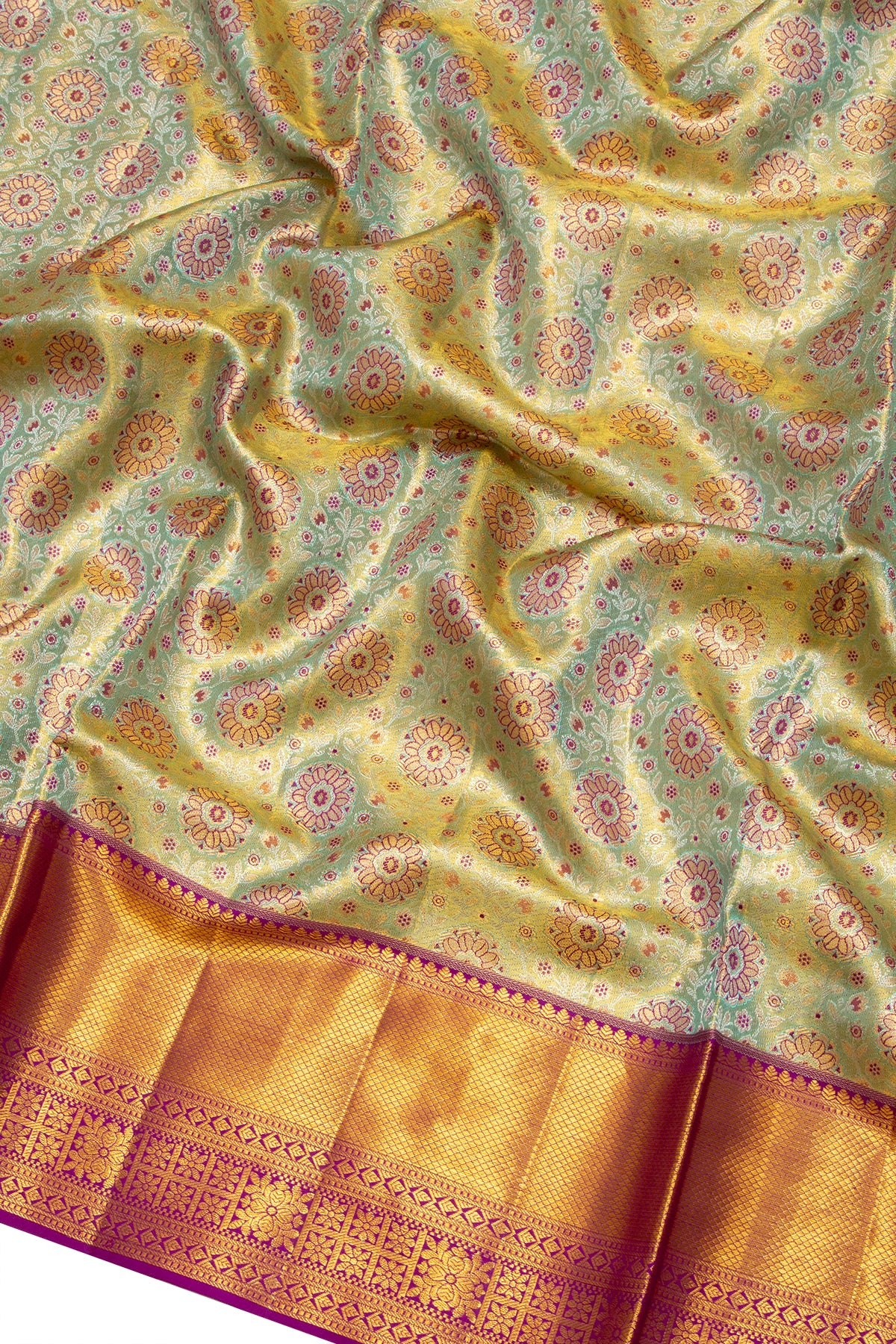 Kanchipuram Silk Tissue Brocade Blue Saree
