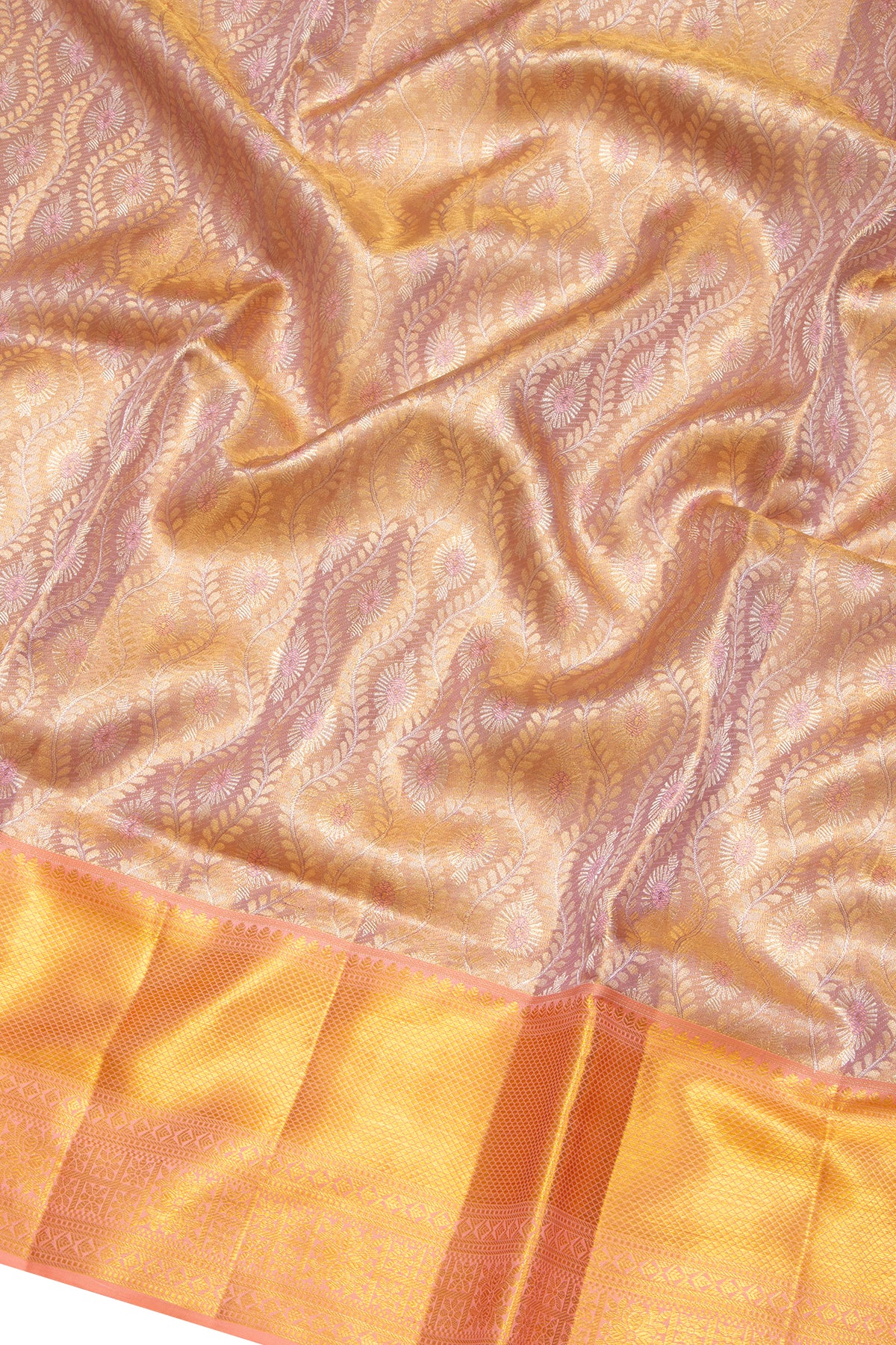 Kanchipuram Silk Tissue Brocade Gold Saree