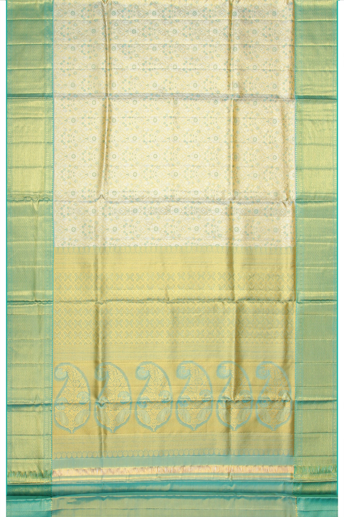 Kanchipuram Silk Tissue Brocade Gold Saree