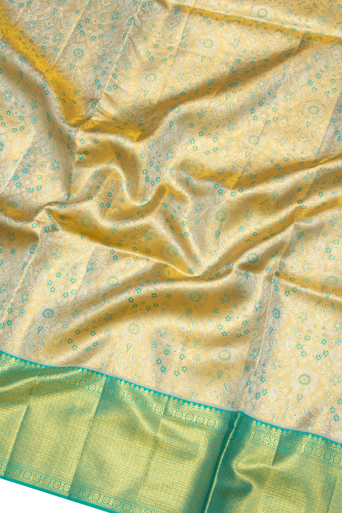 Kanchipuram Silk Tissue Brocade Gold Saree