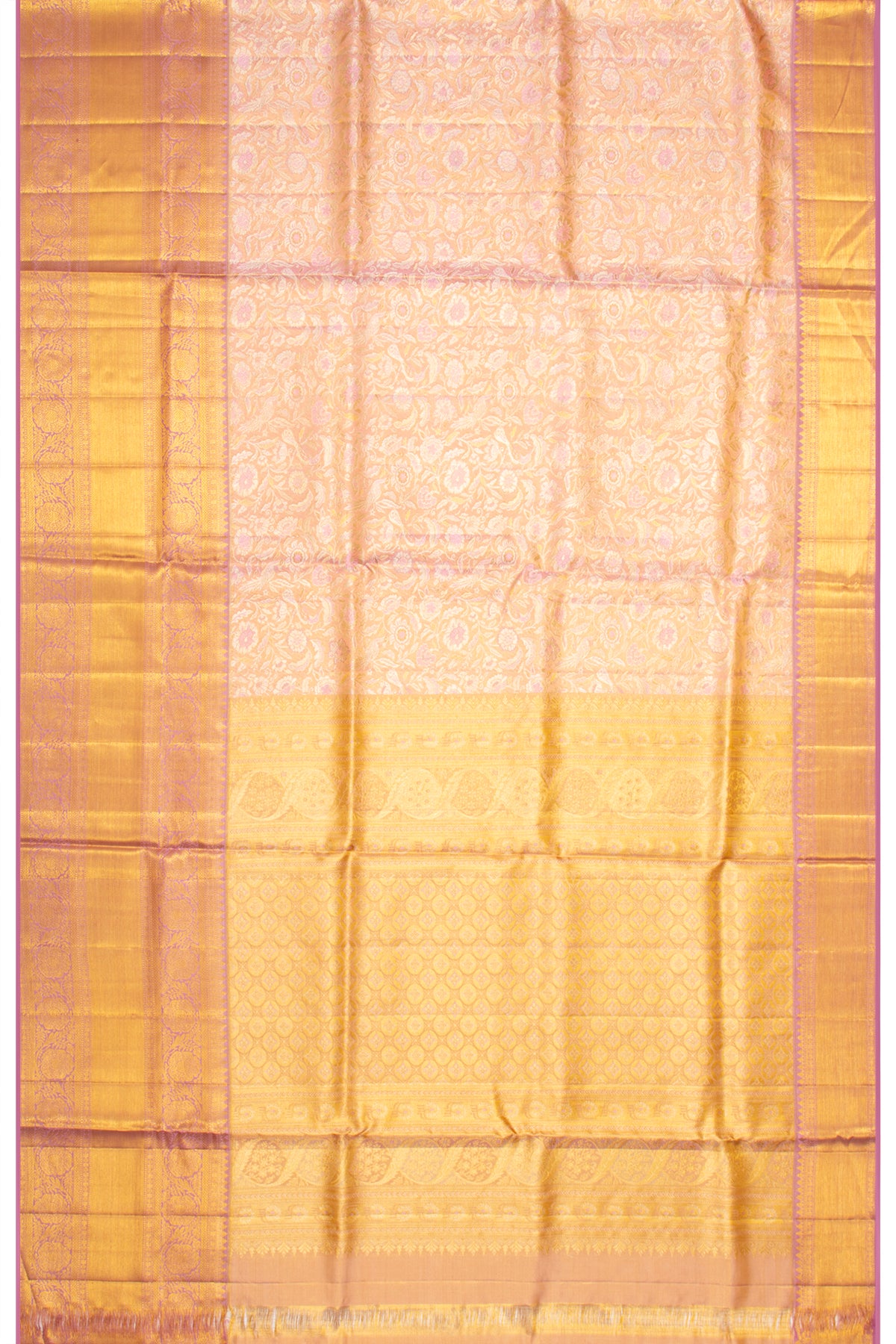 Kanchipuram Silk Tissue Brocade Pink Saree