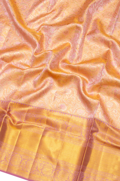 Kanchipuram Silk Tissue Brocade Pink Saree