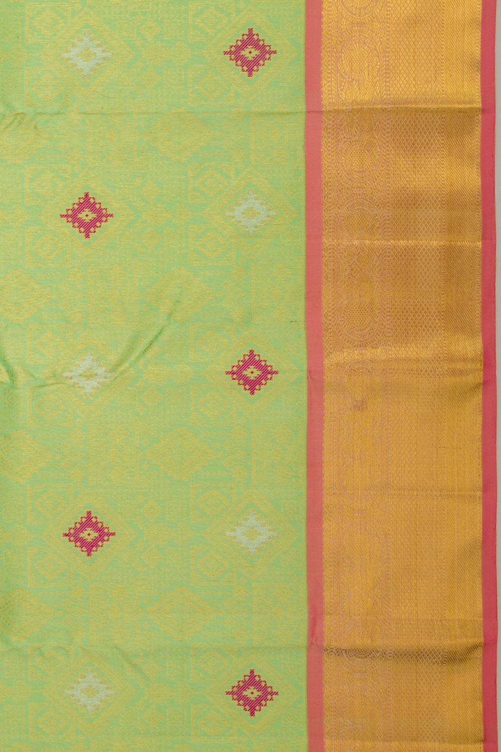 Kanchipuram Silk Geometric Brocade Pista Green Saree
