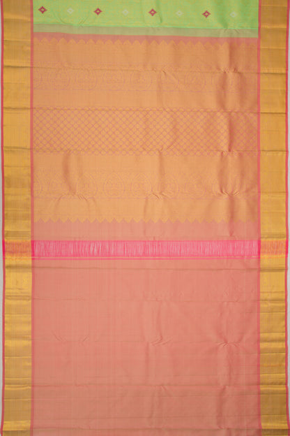 Kanchipuram Silk Geometric Brocade Pista Green Saree